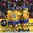 MONTREAL, CANADA - JANUARY 4: Sweden players celebrate with Carl Grundstrom #16 after scoring a first period goal against Team Canada during semifinal round action at the 2017 IIHF World Junior Championship. (Photo by Matt Zambonin/HHOF-IIHF Images)


